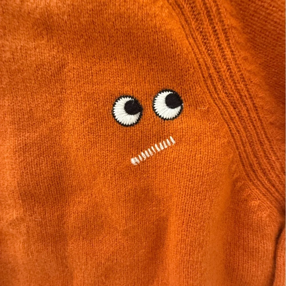 Anya Hindmarch Orange Crewneck Sweater with Eye Motif